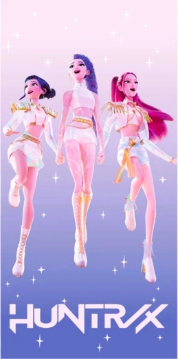 Asciugamano in spugna di cotone per bambini K-Pop Demon Hunters Huntrix 70 × 140 cm
