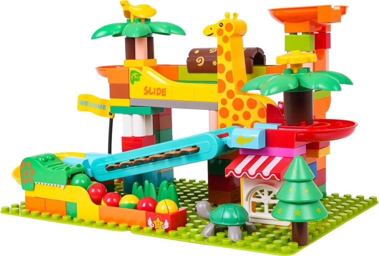 Pista per biglie creativa a tema safari