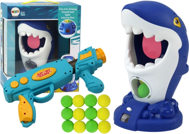 Gioco di abilità con tiro allo squalo con palline