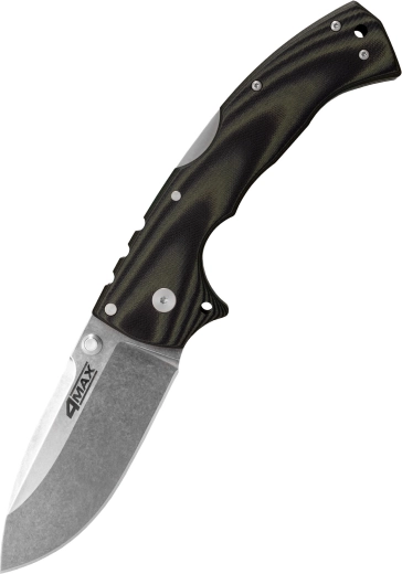 cold steel 4-max coltello tascabile, nero‑verde, G10, stonewash, clip