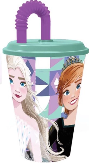 Bicchiere con cannuccia Frozen 430 ml plastica