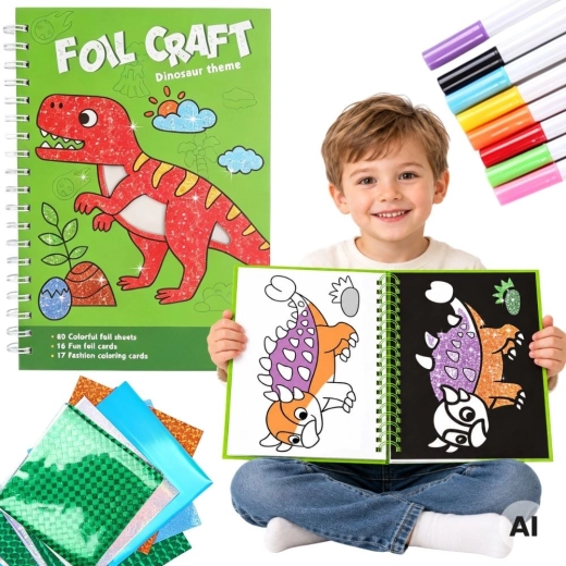 WOOPIE Set creativo con fogli e disegni da colorare dinosauri 121 pezzi