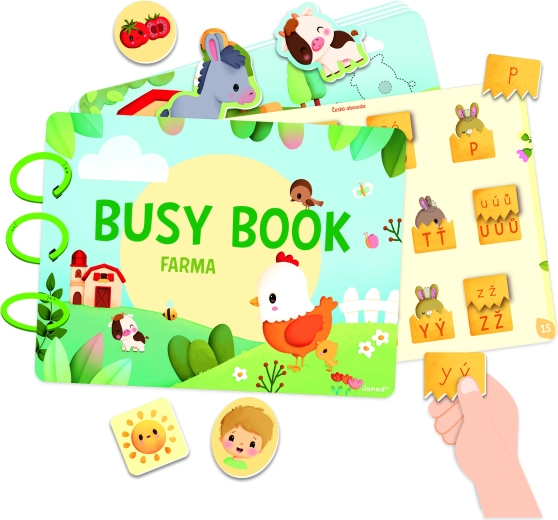 Janod Fattoria Busy Book, libro interattivo con attività e alfabeto