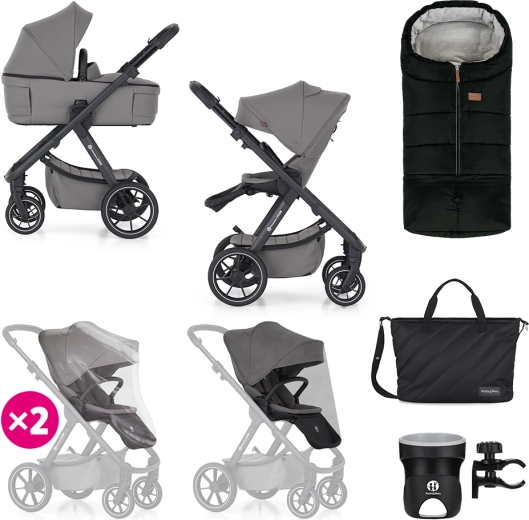 Petite&Mars passeggino combinato Icon 2v1 dove grey xxl rws