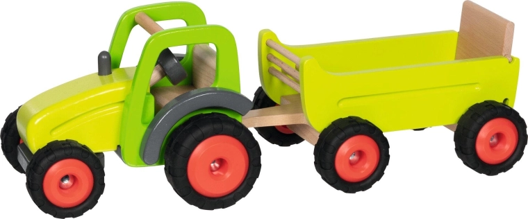 Trattore in legno con rimorchio Goki Premium