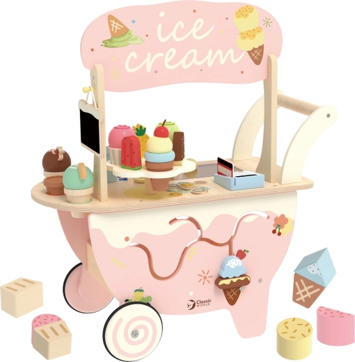 Banco mobile in legno per gelati Classic World 3 in 1, 40 pezzi