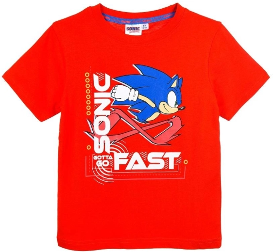 Maglietta di cotone rossa di Sonic