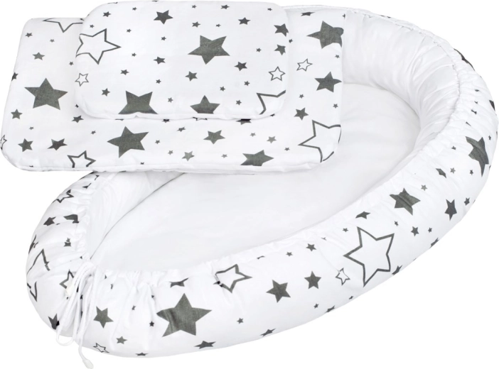 Nido di lusso con piumoncino per neonato New Baby stelle grigie