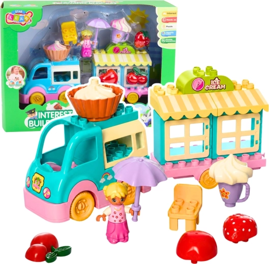 Set di costruzioni: gelateria ambulante con personaggio e dolci