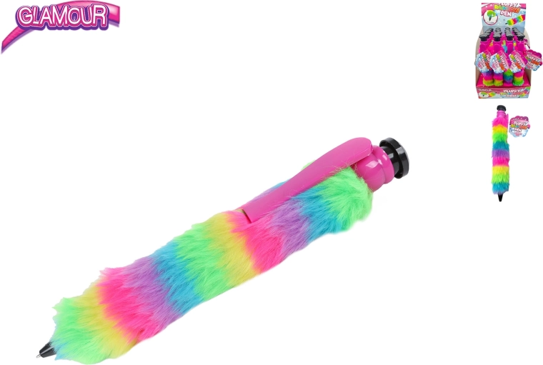 Glamour jumbo penna a sfera con superficie pelosa arcobaleno