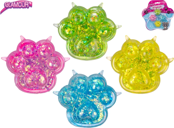 Glamour mini elastici stretch per capelli con motivo zampa di gatto Sugar (4 pz)