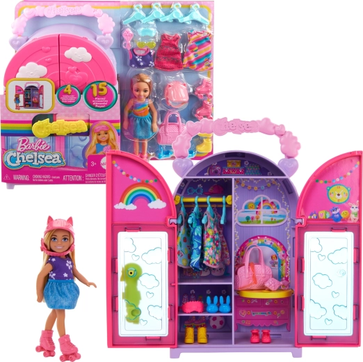 Armadio Barbie Chelsea con bambola, vestiti e accessori