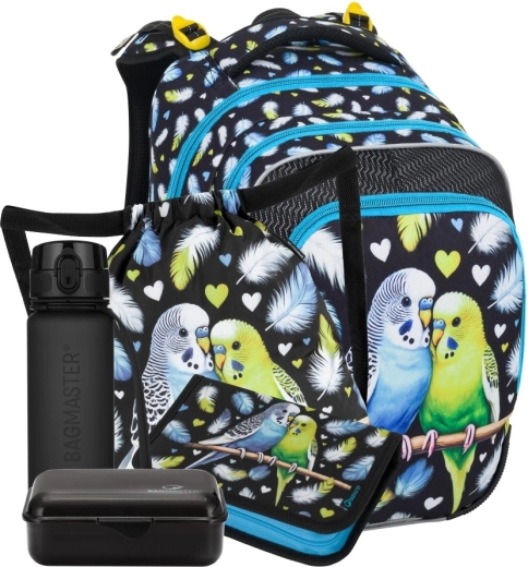 Bagmaster Beta 25 e grande set scolastico per alunni di prima elementare – pappagallo