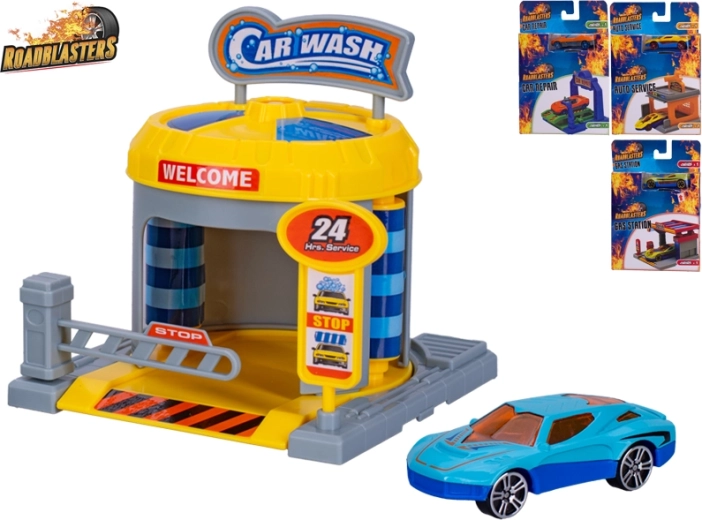 Roadblasters officina con auto – set di gioco per bambini 1:64