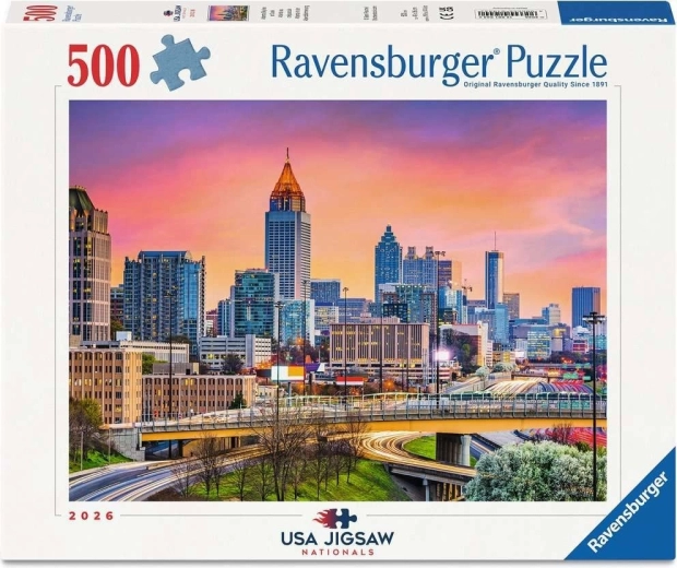 Puzzle Ravensburger USA Jigsaw Nationals: panorama di Atlanta al crepuscolo 500 pezzi