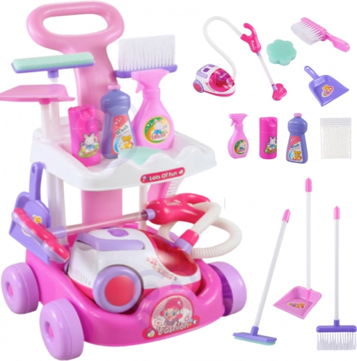 Woopie carrello per le pulizie per bambini con aspirapolvere e funzione di aspirazione, 11 accessori