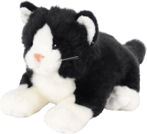 Gatto di peluche sdraiato nero 30 cm