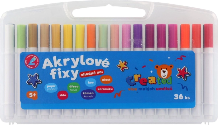 Set di pennarelli acrilici 36 pz in scatola di plastica