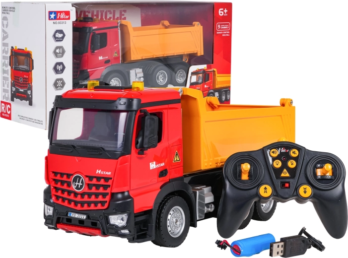 Grande camion ribaltabile RC 2,4 GHz con suoni e luci