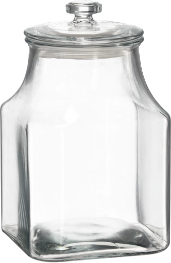 Barattolo quadrato in vetro da 3,3 l con coperchio in vetro