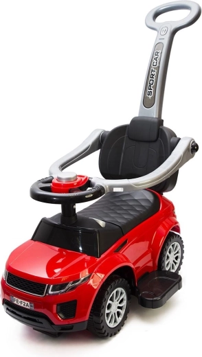 Macchinina cavalcabile per bambini 2 in 1 con clacson e maniglione di guida – rossa