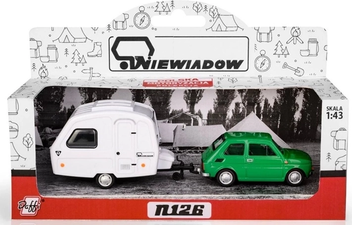 Fiat 126p con caravan Niewiadów N-126, verde