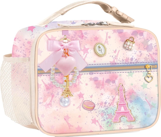 Borsa termica porta-merenda per bambini con portachiavi Dolce Parigi