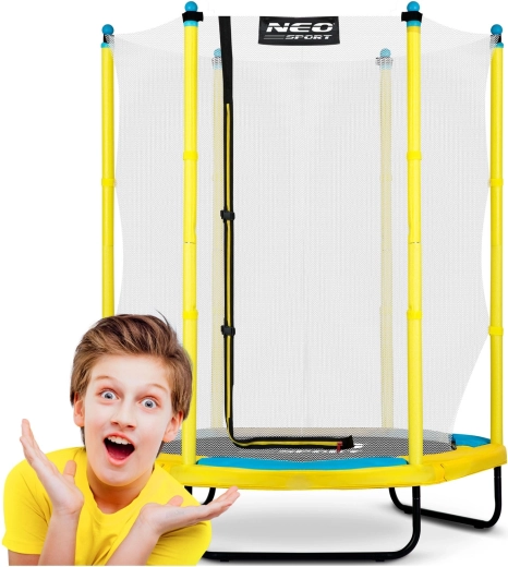 Trampolino da giardino per bambini 140 cm con rete interna NEO-SPORT