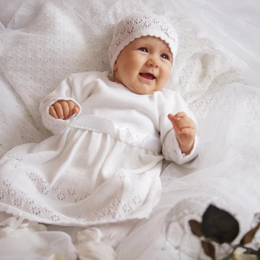 Completo da battesimo da bambina EKO con vestito e cuffia, taglia 62