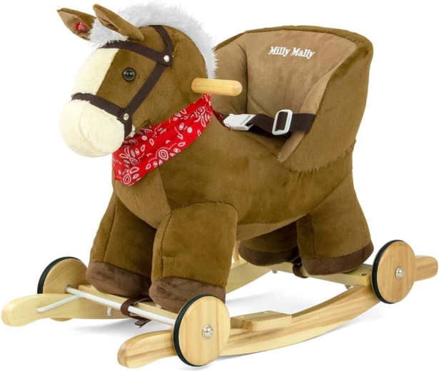 Cavallino a dondolo con melodia e ruote Milly Mally Polly marrone
