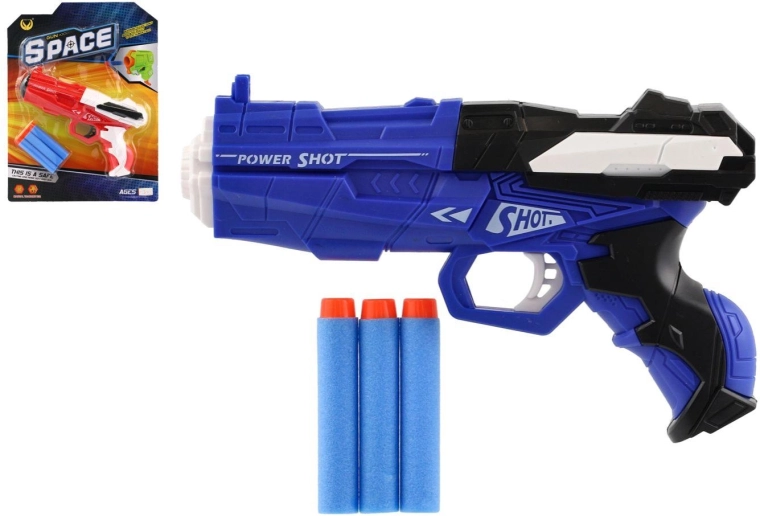 Pistola di plastica per proiettili in schiuma da 18 cm con 3 proiettili - 1 pezzo