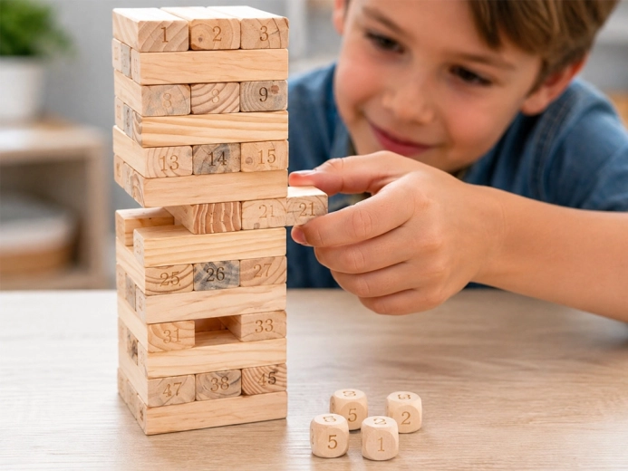 Legno naturale e sfida di abilità per tutta la famiglia