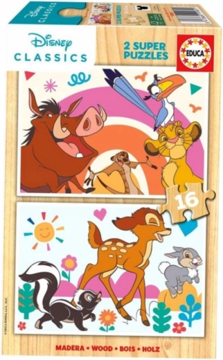 Educa puzzle in legno Il re leone e Bambi 2 x 16 pezzi