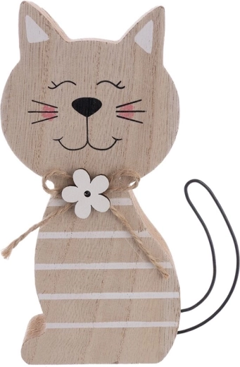 Decorazione in legno Gatto beige 15 cm