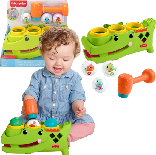 Fisher-Price giocattolo attivo a martelletto Coccodrillo con palline