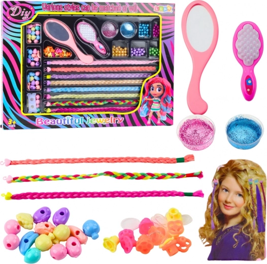 Set per acconciature per bambini con treccine, perline e decorazioni glitterate