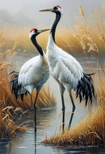 Norimpex pittura con diamanti Gru nel canneto 30 × 40 cm