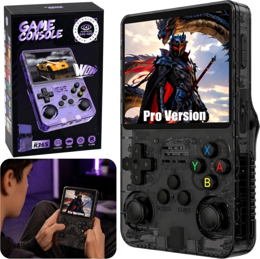 Console di gioco portatile rétro R36S con display IPS da 3,5" nera
