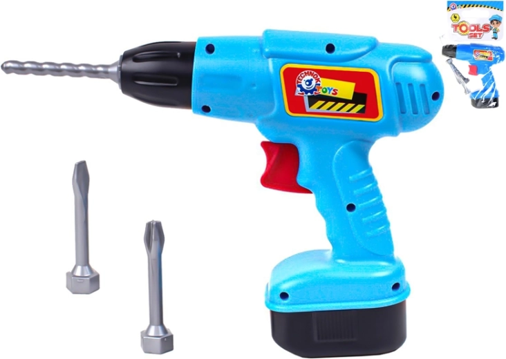 Trapano giocattolo in plastica per bambini con punte intercambiabili 17 cm