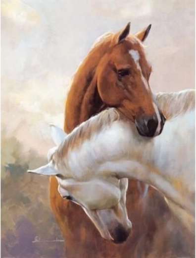 Ricamo con diamanti (diamond painting) – due cavalli 30 × 40 cm - 1 pezzo
