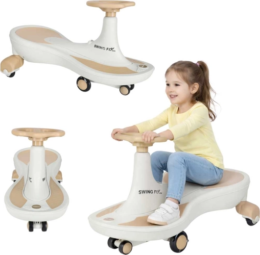 Portantini gravitazionale per bambini Swing Fix S4 con ruote LED e musica, beige-bianco