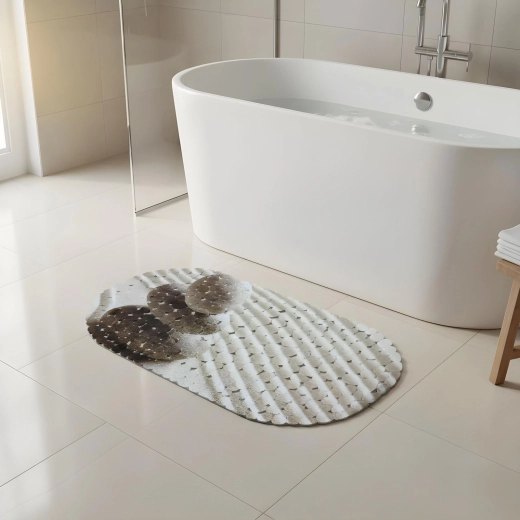 Tappetino antiscivolo per vasca da bagno con motivo effetto pietra
