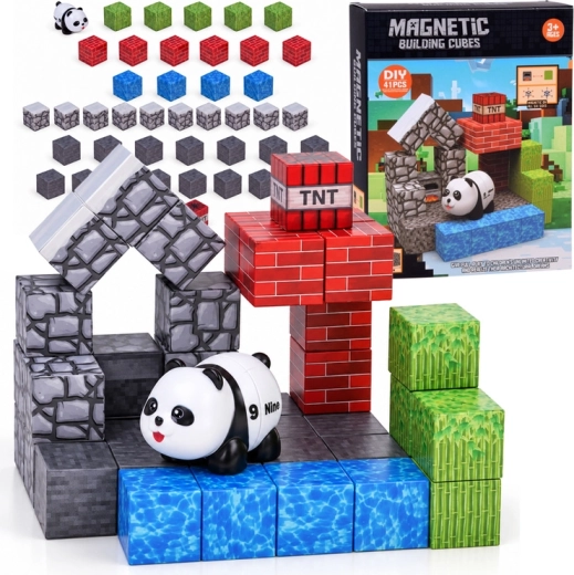 Blocchi da costruzione magnetici Panda, 41 pezzi