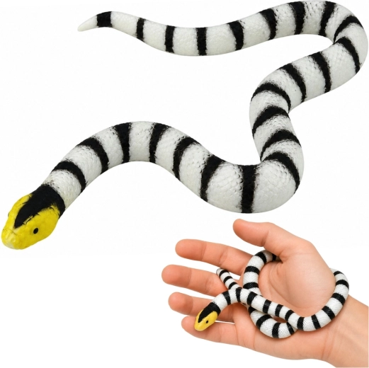 Serpente realistico in gomma nero e bianco 33 cm