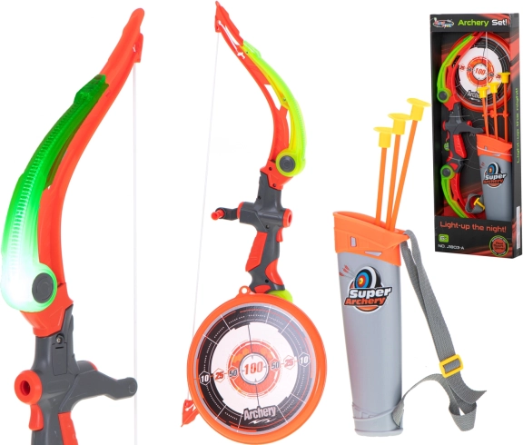 arco per bambini con frecce e bersaglio XXL con effetti luminosi