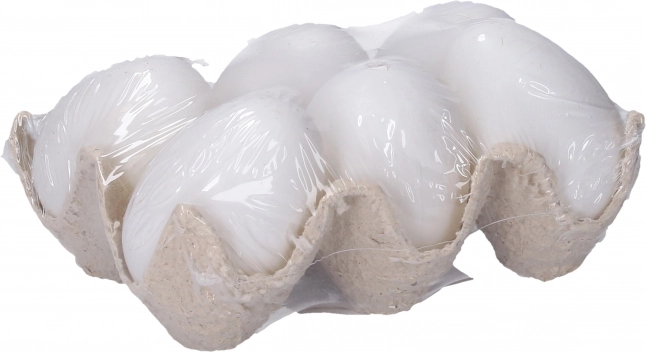 Uovo decorativo bianco in plastica 6 cm, 6 pz
