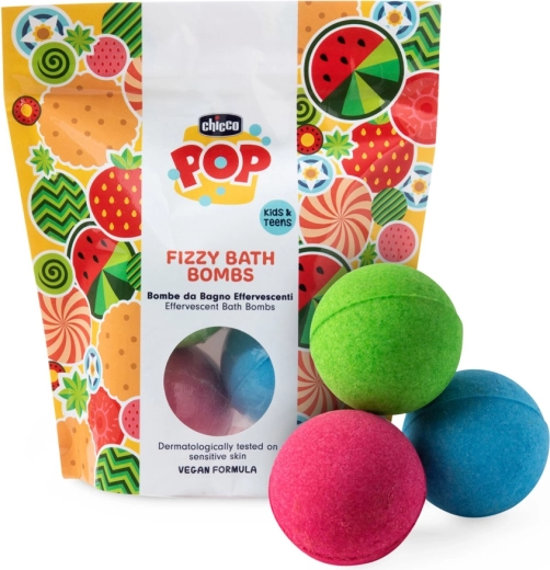 Chicco POP bombe da bagno frizzanti per bambini e adolescenti 3 pz
