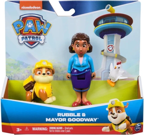 Set di figure PAW Patrol - Rubble e la sindaca Goodway con Chickaletta