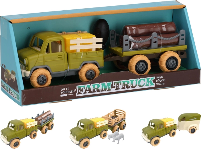 Auto del contadino con rimorchio 26 cm, plastica, assortimento