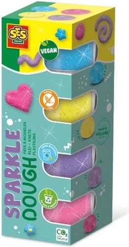 Pasta modellabile glitterata SES 4×90 g